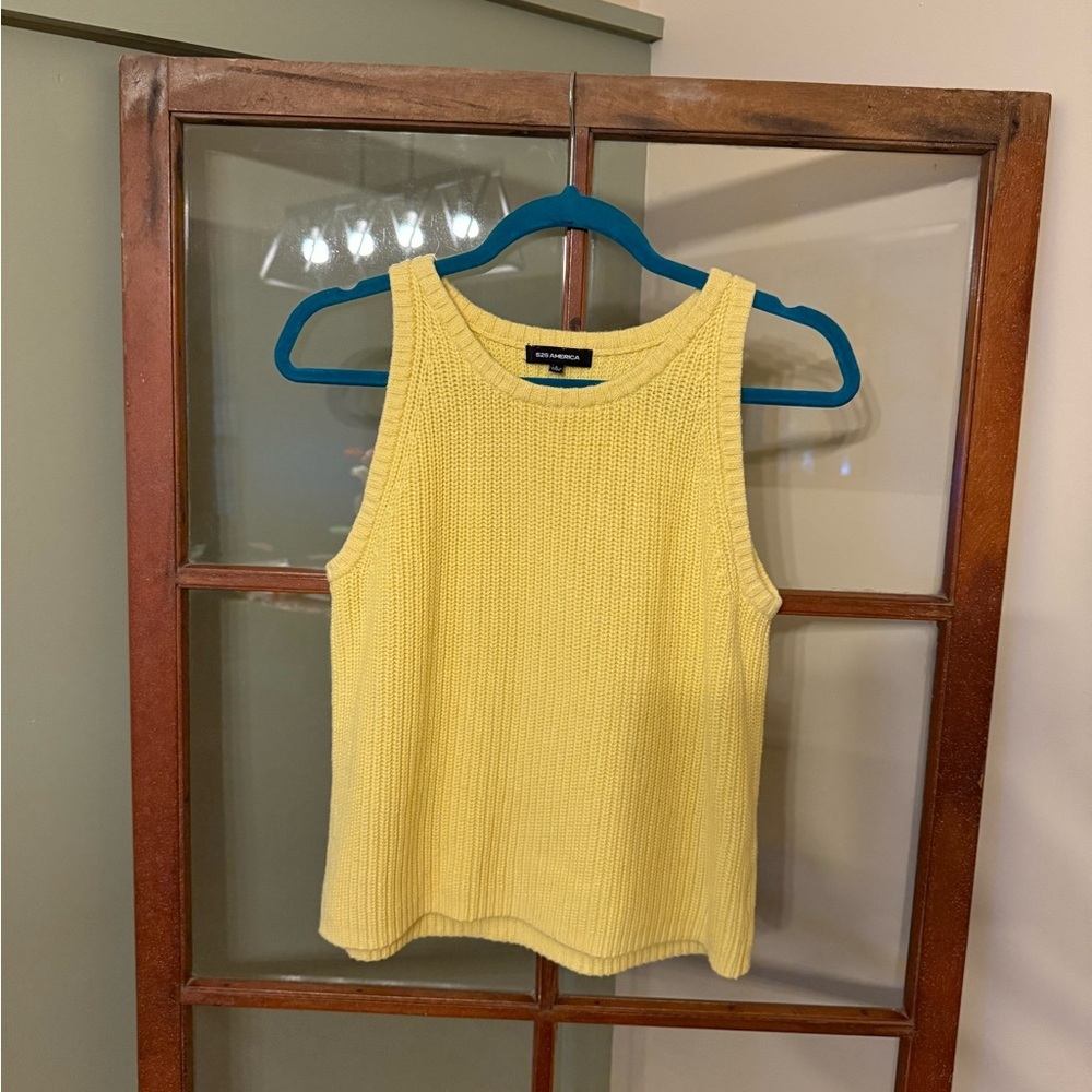 525 America Sunny Yellow Cable Knit Tank Top - Size Small
